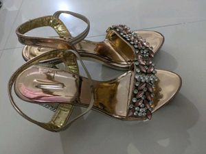 Gold Heels with Embellishments