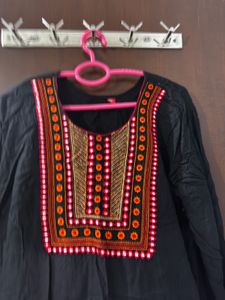 Embroidered Black Kurta