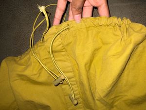 Yellow Cropped Shirt with Drawstring Hem