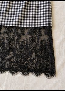 Gingham Lace Trim Slip Dress