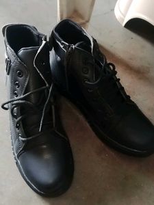 Black Leather Ankle Boots