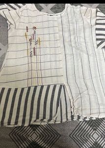 New unused,Boho Embroidered Linen Blend Tunic Top
