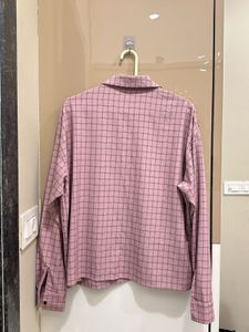 Pink Checkered Sequin Detail Shirt
