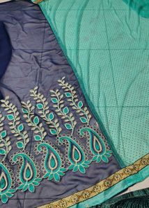 Navy Blue Net 2 Color Saree