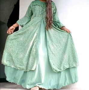Green Printed Maxi kurta