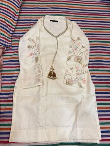 Elegant White Embroidered Patiala Set