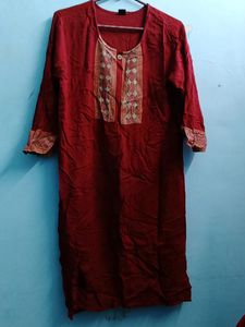 Kurtipedia  3Xl Cotton Kurti  Maroon Brown