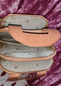 Chic Rose Gold Clutch with Pearl Accent