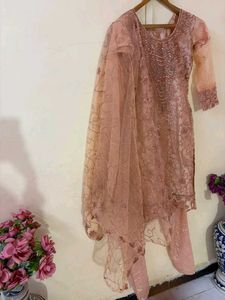 Peach Embroidered Kurta Set