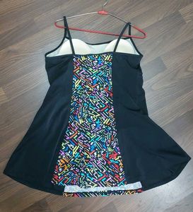 Vibrant Abstract Print One-Piece Swimsuit Dress