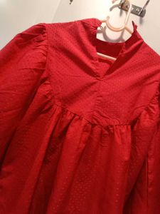 Red Polka Dot Collared Top