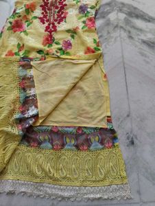 Yellow Floral Kurta Set with Dupatta