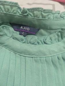 Elegant Teal Pleated Blouse