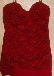🍓Elegant Red Lace Camisole short dress❣️