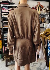 Satin Button-Up Shirt Dress