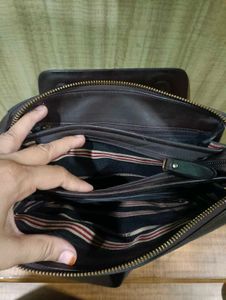 Vintage Black Leather Messenger Bag