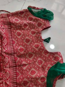 Kids Ethnic Red Brocade Dress