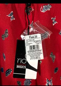 Red Floral Tie-Sleeve Blouse