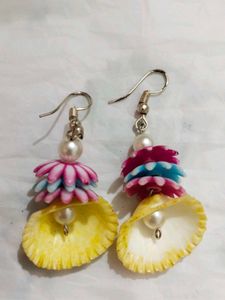 Unique Shell &amp; Bead Dangle Earrings