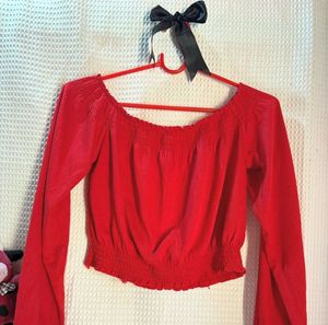 Chic Red Off-Shoulder Top