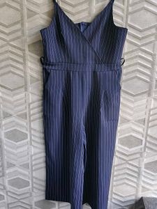 Navy Striped Culotte Jumpsuit