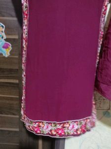 Maroon Embroidered Kurta Set