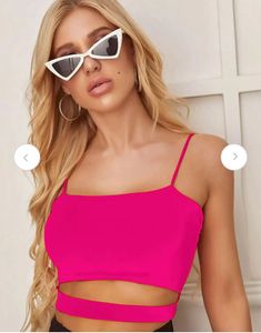 Hot Pink Cutout Crop Top(S,M)