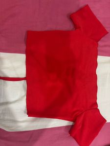 Chic Red Ruched Tunic Top