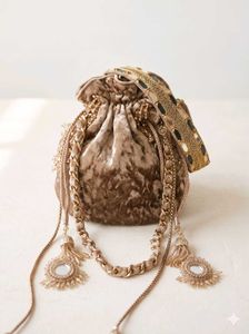 Embellished Velvet tassels Potli Bag