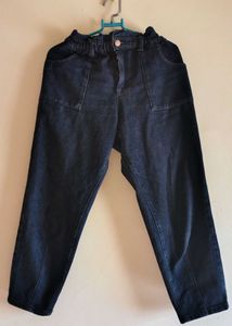 Dark Denim Paperbag Waist Pants