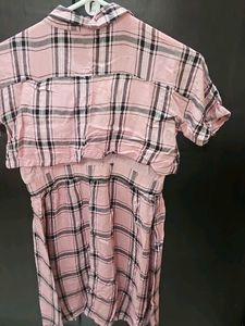 Pink Plaid Button-Up Dress