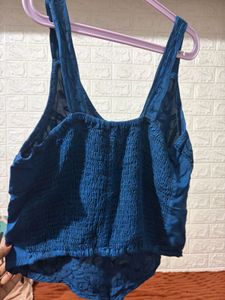 Boho Embroidered Teal Tank Top