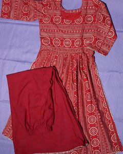 Naira Cut Kurti With Circular Plazo(Gher Plazo) Same As Black One Posted Before(Also Shown In Image With Red One)*NEGOTIABLE*
