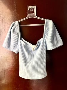 Light Blue Puff Sleeve Top