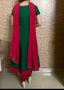 Green Embroidered Kurta Set