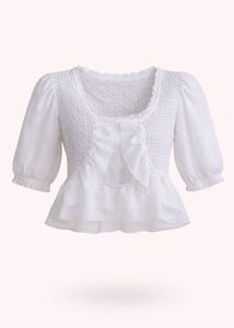 White Smocked Peplum Top
