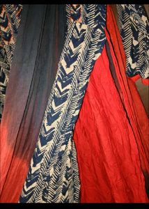 Elegant Blue &amp; Red Printed Kurta  with Dupatta