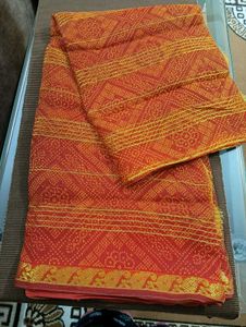 Red kota saree with zari border