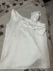 Cute Bow Detail White Crop Top