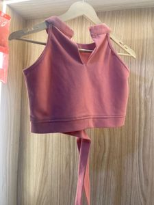 Dusty Rose Halter Neck Crop Top