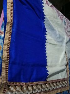 Elegant Blue and White Saree