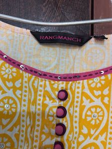 Elegant Yellow &amp; White Printed Kurta