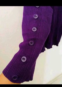 Ribbed Purple Turtleneck Top