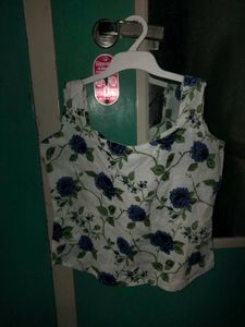 Floral Print Sleeveless Top pure cotton
