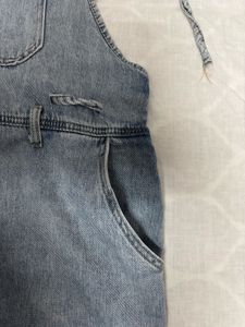 Light Wash Baggy Denim Overalls/dungarees