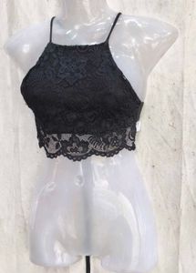 I. Black Lace Halter Bralette