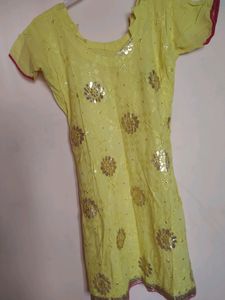 Lemon Yellow Stitch Plazo With Kurti 🌸
