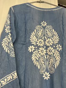 Cotton Chikankari Blue Kurta