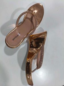Rose Gold Wedge Heels with Embellishments