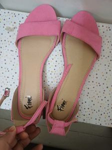 Pink Suede Flat Sandals